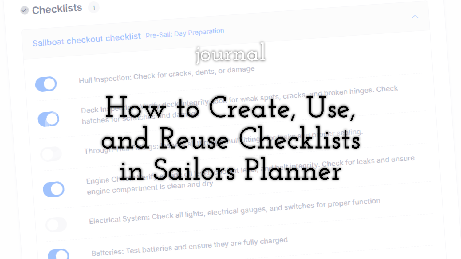 How to Create and Use Checklists in Sailors Planner